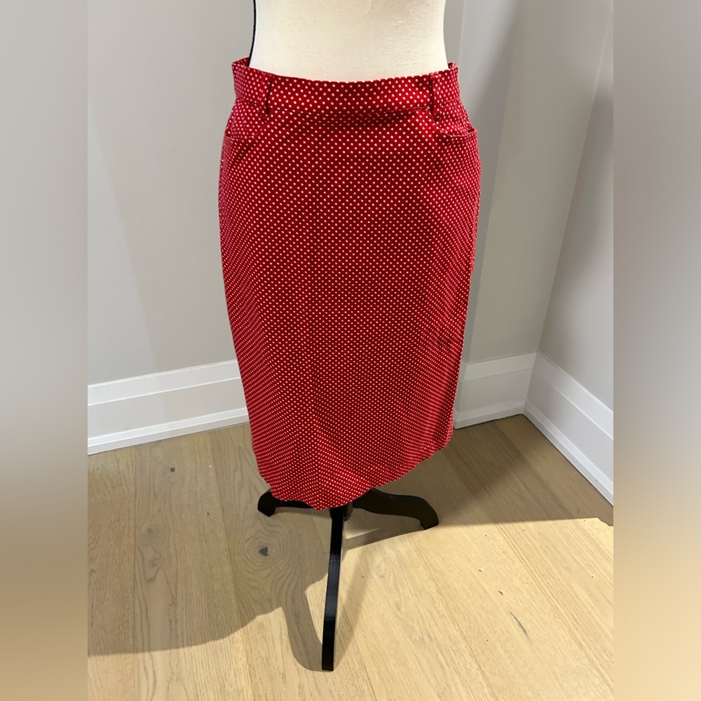 Gardeur Women’s 38 Red & White Polka Dot Midi Skirt